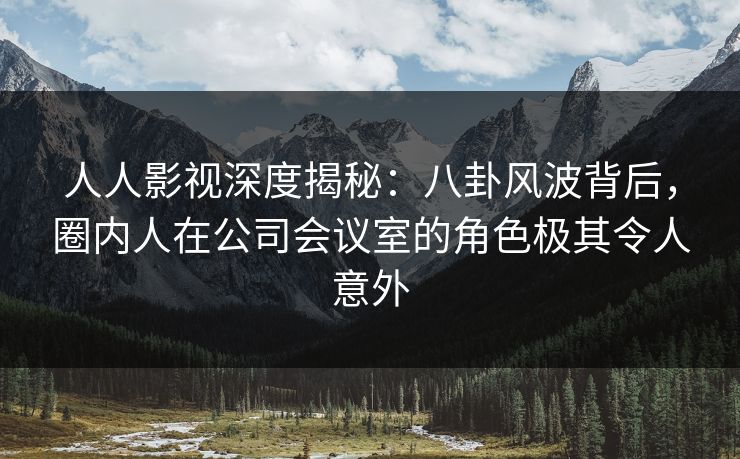 人人影视深度揭秘：八卦风波背后，圈内人在公司会议室的角色极其令人意外
