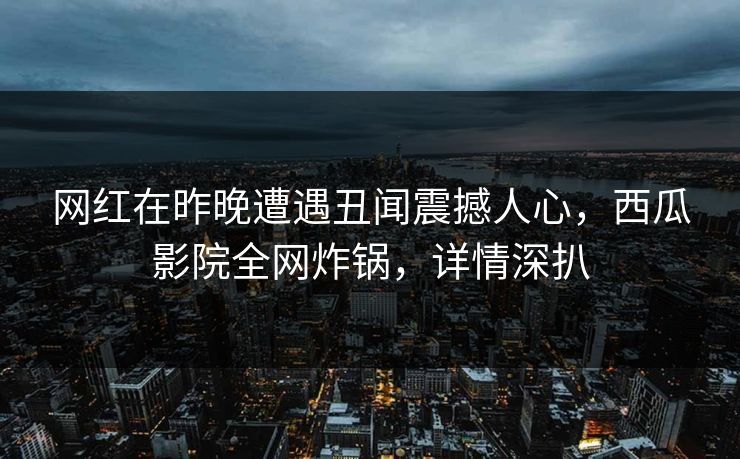 网红在昨晚遭遇丑闻震撼人心，西瓜影院全网炸锅，详情深扒
