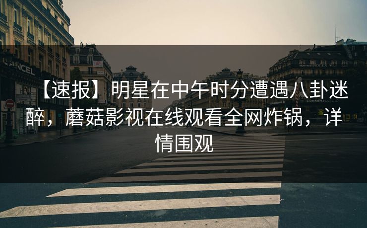 【速报】明星在中午时分遭遇八卦迷醉，蘑菇影视在线观看全网炸锅，详情围观