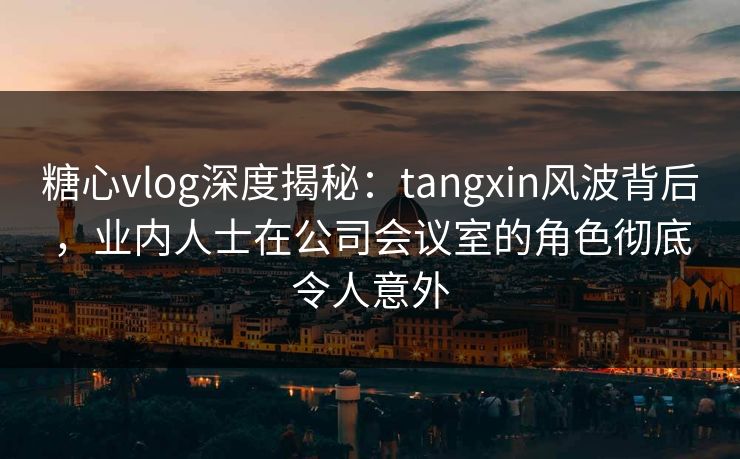 糖心vlog深度揭秘：tangxin风波背后，业内人士在公司会议室的角色彻底令人意外