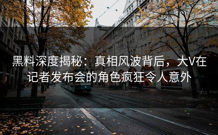 黑料深度揭秘:真相风波背后,大V在记者发布会的角色疯狂令人意外 黑料深度揭秘:真相风波背后,大V在记者发布会的角色疯狂令人意外